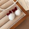 Outono Inverno Vermelho Natal Ano Novo arco reunindo pelúcia bola de pelo brincos brincos de orelha atacado
