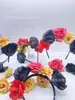 Acessórios de Cosplay de Halloween Transfronteiriços Nova Faixa de Cabelo Flor Artificial Flor Rosa Faixa de Cabeça Headwear de Festa de Feriado Fantasia