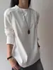 Camiseta de Manga Larga con Escote Pequeño Estilo Americano para Hombres y Mujeres, Nueva Sudadera Resistente de Hombro Normal para Primavera y Otoño, Camiseta Base Deportiva de Color Sólido