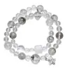 Pulsera de Cristal Natural Verde Fantasma Blanca y Verde para Mujer, Pulsera de Cristal Blanco Versátil de Moda Casual al por Mayor