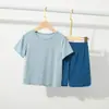 Pijama Infantil Verão Novo Manga Curta Shorts Meninos Seda de Gelo Modal Ar Condicionado Roupas de Casa Meninas Conjunto Pai e Filho