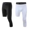 Pantalones ajustados Ropa de Fitness para Hombre de cinco puntos alta elasticidad secado rápido para correr de siete puntos una pierna Deportivos Baloncesto calcetines térmicos de entrenamiento