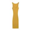Vestido de Verão Novo Estilo Justo, Emagrecedor, Elegante que Marca o Quadril, Estilo Puro e Sexy, Vestido de Tricô Amarelo com Alças Sexy para Mulheres