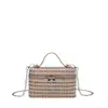 Bolsa de Teléfono de Tela Tejida de Gama Alta, Exquisita Bolsa Caja Compacta, Bolsa Cuadrada Pequeña, Diseño de Nicho, Bolso Cruzado con Cadena de Moda
