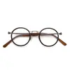Armação de Óculos Redonda Estilo Tartaruga em Titânio Puro Ultra Leve Modelo Designer 5862 Pode Ser Equipado com Armações de Acetato de Alta Precisão