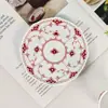 Serie Tangcao Rojo Rubí Encaje Taza y Platillo Concentrados Té de la Tarde Británico Taza de Té Exquisita de Alto Valor Taza y Platillo de Café