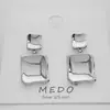 Pendientes de Aguja de Plata Transfronterizos Pendientes de Color Oro Real que Conservan el Color para Mujer Geométricos Redondos Cuadrados Ovalados Aleación Exquisitos Pendientes Brillantes