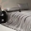 Juego de Cuatro Piezas Lenzing Tencel de Sábanas de Seda Helada, Funda de Edredón de Verano Refrigerante, Juego de Ropa de Cama Suave y Sedosa para Dormir Desnudo