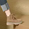 Botas Martin para Mujer 2026 Otoño/Invierno Nuevas Puntera Redonda Gamuza Piel de Vaca Con Cordones Botas de Trabajo Botines Planos Casuales para Combinar con Jeans