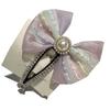 Diseño de nicho color arcoíris malla fina lazo pasador coreano dulce lindo BB clip accesorios para el cabello mujeres al por mayor