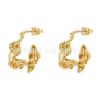 Pendientes plisados irregulares en forma de C de latón chapado en oro de 18 quilates, diseño original, pendientes de moda con personalidad E221447
