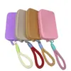 Bolsa de monedas cuadrada de silicona portátil en stock de fábrica, mini bolsa de almacenamiento, bolsa de maquillaje multifuncional