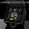 Copa de Vino Tinto de Cristal Europeo Copa de Vino Decantador Copa Set Estuche de Cuero Copa de Vino Estilo Nórdico