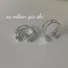 Anillo Abierto de Doble Capa con Textura de Plata de Ley S925 Coreana, Estilo Ins para Mujer, Asimétrico, Simple, de Alta Gama