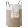 Cesta Grande de Cuerda de Algodón Cesta para Mantas Sala de Estar Cesta para Ropa de Bebé Cesta Tejida para Almacenamiento Caja para Guardería Cesta para Juguetes con Asa