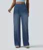 Jeans de Pierna Ancha Elásticos de Cintura Alta para Mujer, Sueltos y con Caída, Pantalones Rectos Adelgazantes, Nuevos Jeans Casuales Transfronterizos