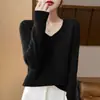 Atacado transfronteiriço de malha feminina premium, gola V sem costura, manga longa, top base emagrecedor