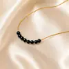 Cadena de Clavícula Simple Elegante de Perla con Textura de Vidrio Mini de 4 mm Cobre Cadena de Cuello de Moda Cadena Dorada para Mujer