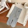Meias de coelho bordadas Meias femininas de algodão de comprimento médio Outono e inverno Meias japonesas de orelha de madeira Versáteis Primavera e Outono com sapatos Birkenstock