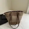 Versátil Bolso Tejido de Paja con Rayas de Bloques de Color, Adecuado para el Trabajo Diario, Uso Casual, Viajes, Vacaciones y Playa