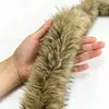 Tiras de pelo sintético de mapache 8-10cm, accesorios para prendas, cuello de pelo, chaqueta de plumas, abrigo de algodón, capucha, decoración de puño, bufanda de pelo