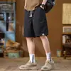 Shorts de Trabajo de Algodón Puro para Hombre, Pantalones Casuales Holgados Finos de Seda Helada de Verano, Pantalones de Cinco Puntos Transpirables de Moda Estilo Americano