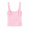 Camisola de verano de tirantes y hombros anchos para mujer para usar como prenda exterior con un diseño chic y estilo corto elástico para mujer para usar como prenda interior