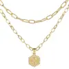 Venta caliente de Amazon 26 letras colgantes en inglés collar creativo simple multicapa apilado hexagonal cadena para clavícula de mujer
