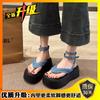Sandálias Jeans Deslumbrantes com Tira no Tornozelo e Fivela em Espinha de Peixe de Solado Grosso para Mulheres, Novos Sapatos Romanos de Salto Alto Verão 2026