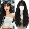 Peruca para Mulheres com Cabelo Longo, Cabelo Humano Simulad, Naturalmente Volumosa, Cabelo Longo Cacheado em Ondas de Água, Touca Cacheada de Fibra Química
