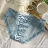 Bragas sexys de encaje calado de tiro bajo para mujer, hechas de algodón puro, ligeras, de malla transparente y seda de hielo, bragas de mujer sin costuras