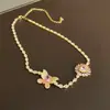 Collar de Flor de Circonia Ovalado Estilo Corte Francés Cadena para Clavícula Personalizado Lujo Ligero Gama Alta Venta al por Mayor