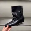 Botas de invierno nuevas en stock, estilo coreano, punta cuadrada, plisadas, para mujer, versátiles, con plataforma interior para aumentar altura, caña ancha, elegantes, estilo jinete