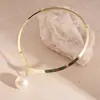 Collar de Perlas Doradas Transfronterizo Europeo y Americano Moda Lujo Ligero Versátil Collar para Mujer Simple de Gama Alta Venta al por Mayor