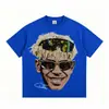 Camiseta Stejwell Yamal Estampa Cabeça Grande Manga Curta Processo de Injeção Direta Digital Hip Hop Americano Street Gola Redonda