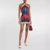 Vestido de playa con estampado de cuello colgante sexy de verano europeo y americano de estación independiente transfronteriza 2024