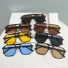 Óculos de sol plásticos personalizados com ponte dupla transfronteiriços, armação quadrada multicolorida, óculos de sol aviador com rebite