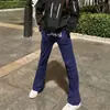 Diseño estampado elegante, pantalones deportivos versátiles para hombre y mujer, estilo americano azul marino, ligeramente acampanados, adelgazantes, pantalones largos casuales