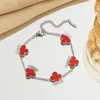 Pulseira de Aço Titânio de Alto Padrão Trevo da Sorte de Quatro Folhas para Mulheres, Concha Dupla Face 13mm Joia de Aço Inoxidável, Estilo Simples e Fashion