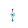 Moda Transfronteriza Uña para el Ombligo Acero Inoxidable Incrustado con Zircón Azul Anillo para el Ombligo de Lazo Joyería para Perforación Corporal