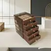[Item Mais Vendido em Estoque] Caixa de Joias com Textura de Madeira de Pessegueiro, Caixa de Joias Multicamadas, Caixa de Armazenamento para Anéis, Brincos e Colares