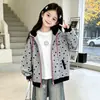 Sudadera con capucha estilo coreano para niña de otoño, cárdigan holgado con cremallera para primavera y otoño, chaqueta casual estilo preppy con estampado de estrellas para niños mayores