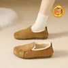 Sapatilhas fofas sem cadarço com forro de fleece, sapatos tipo feijão fofos e peculiares, novos sapatos de algodão de inverno 2025 para mulheres, calçados de inverno para uso externo