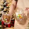Taza de Vidrio de Doble Capa con Muñeco de Nieve de Papá Noel Borosilicato Alto Resistente al Calor Transparente Vaso de Agua Taza de Oficina para el Hogar Venta al por Mayor