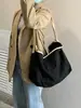 Bolsa tote de lona minimalista com blocos de cor e bordas contrastantes, simples, de grande capacidade, leve, adequada para ir ao trabalho e fazer compras, bolsa básica de tecido versátil
