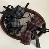 Pinza de plátano de cinta de lazo a cuadros de color retro coreano, pinza versátil de tela estilo perezoso para cola de caballo con un toque de alta gama