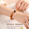 Pulsera de Perlas de Sándalo Dorado Cultural y Creativo Estilo Antiguo Círculo Único Perlas de Buda Pulsera Cultural para Hombres y Mujeres Pulsera de Estilo Étnico de Círculo Único