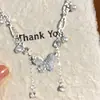 Colar Choker Cor Gradiente Cristal de Gelo Borboleta de Verão Pingente de Pérola com Franja Corrente Doce Cool Garota Picante Cadeado