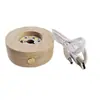Base de cristal luminoso de madera maciza Interfaz USB 5v interruptor base luminosa de madera portalámparas redondo de madera maciza luz de noche