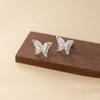 Nalan Pie Plata 999 Fresco y Dulce Estilo Ins Diseño Nicho Doble Capa Hueco Hilo de Mariposa Aretes M06536